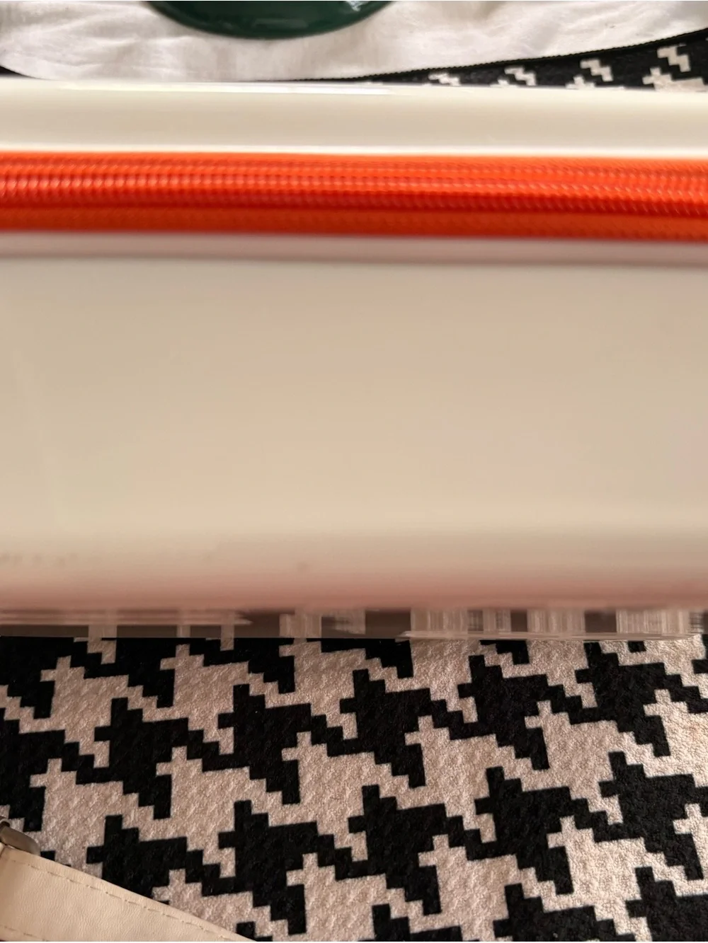 Nintendo White Portable Game Case with Blue Handle and Orange Trim